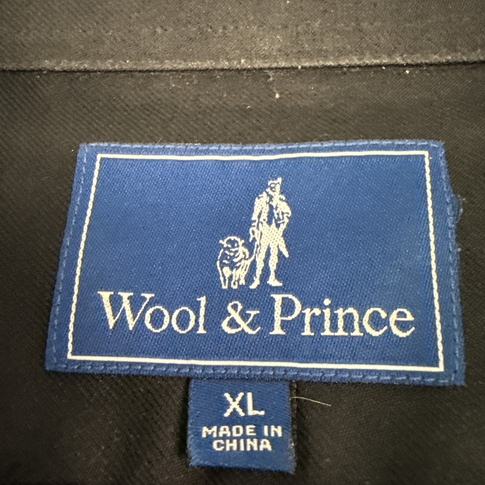 Wool & Prince worsted wool shirt men's XL black long sleeve button up pockets - Picture 6 of 8